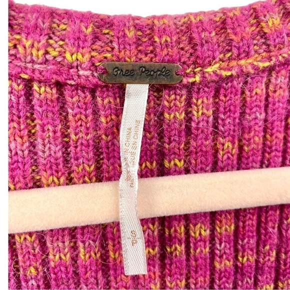 Free People Colby Marled Pink Cropped Alpaca Blend Ribbed Sweater Vest Size S - Picture 4 of 7